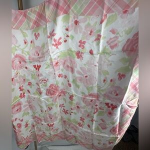 New Plaid Pink Brooks Brothers Floral 100% Large Silk Scarf Made Italy 34x34